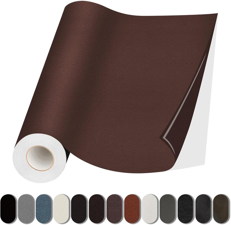 Lifeshoon Leather Repair Patch, 17X316 Inch Self Adhesive Leather Repair, Large Vinyl Patch Tape for Couches, Furniture, Car Seats, Cabinets, Wall, Handbags （Brown, 17X316 Inch） - Image 1